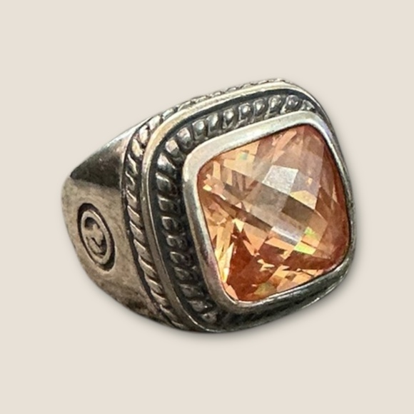 Sterling Silver Champagne Colored CZ Ring - Picture 4 of 8